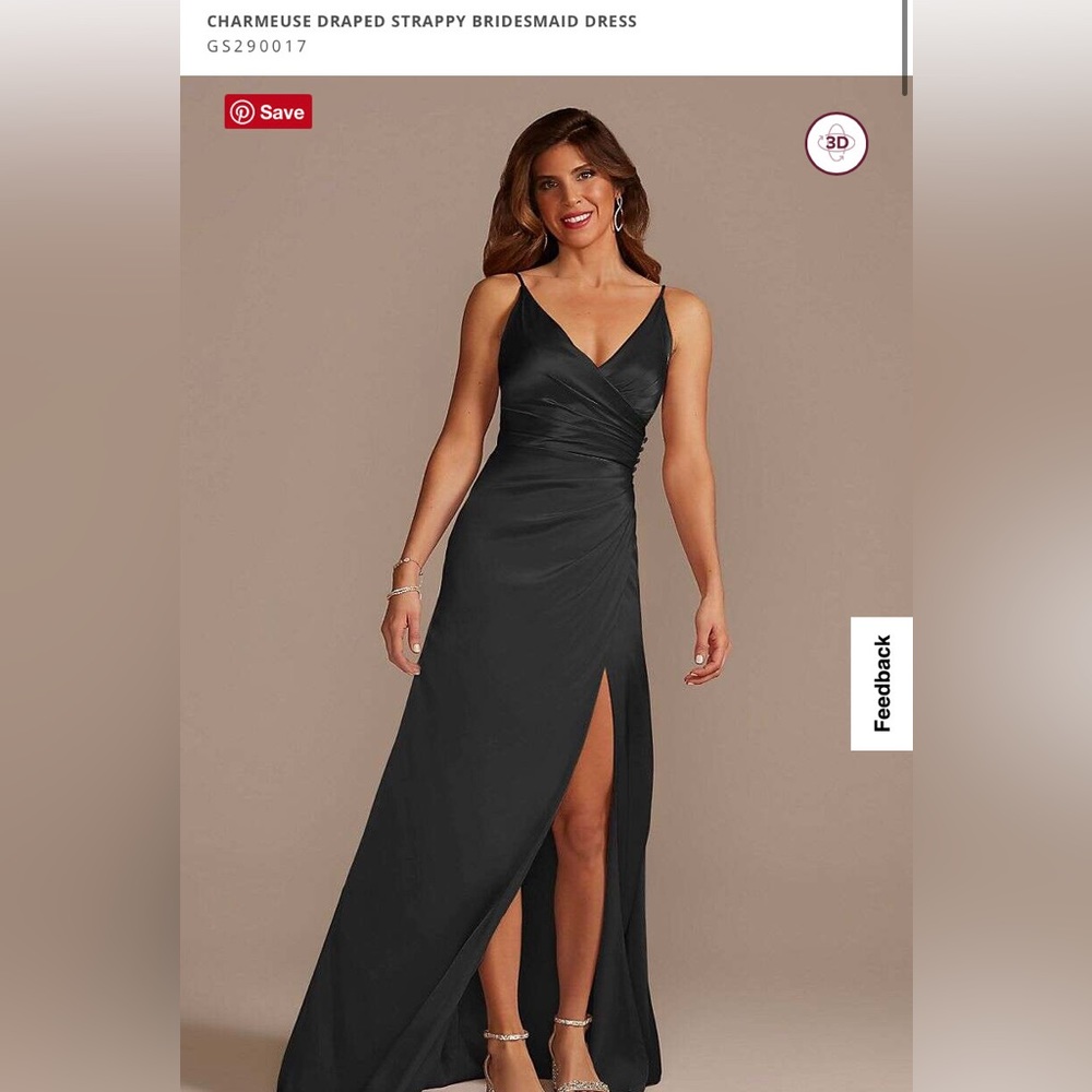 David’s Bridal Black Satin Bridesmaid Dress
